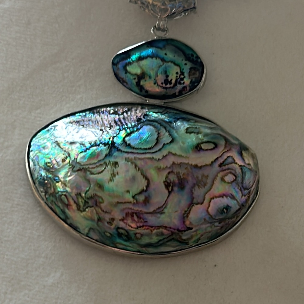 Natural Abalone Shell Double Sided Shells On Oval… - image 2
